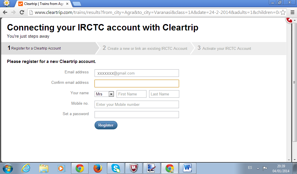 Reservar billetes tren India